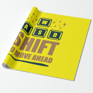 Papel De Presente Gamer Oferece Mudança Para Mover Em Frente