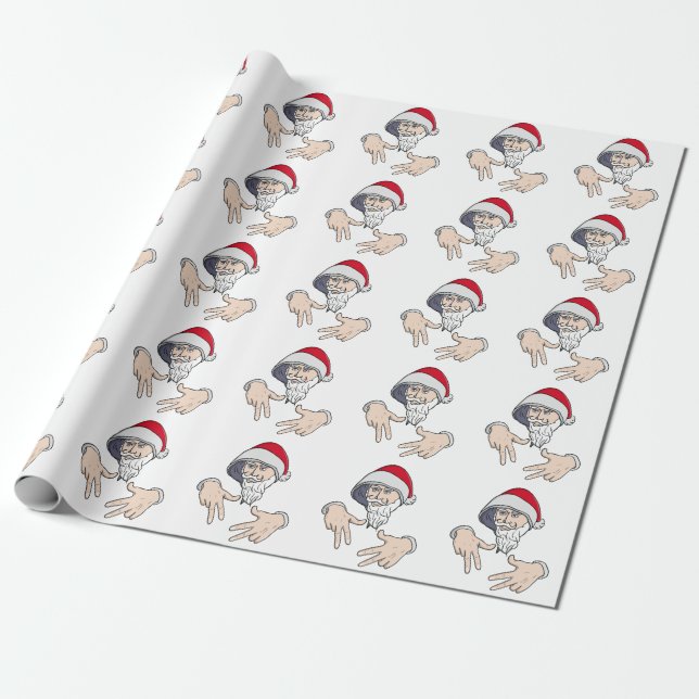 Papel De Presente Gangsta legal Hip Hop Hand Rap Santa Claus (Desenrolado)