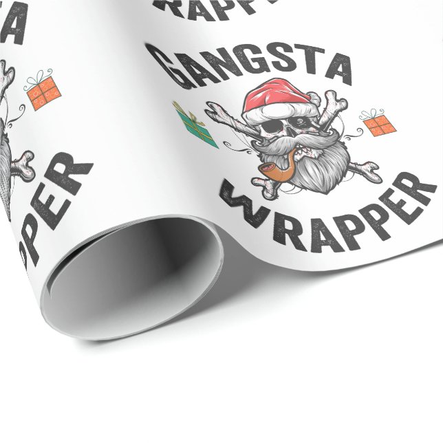 Papel De Presente Gangsta Wrapper Engraçado Papais noeis de Natal Pr (Ponta do rolo)