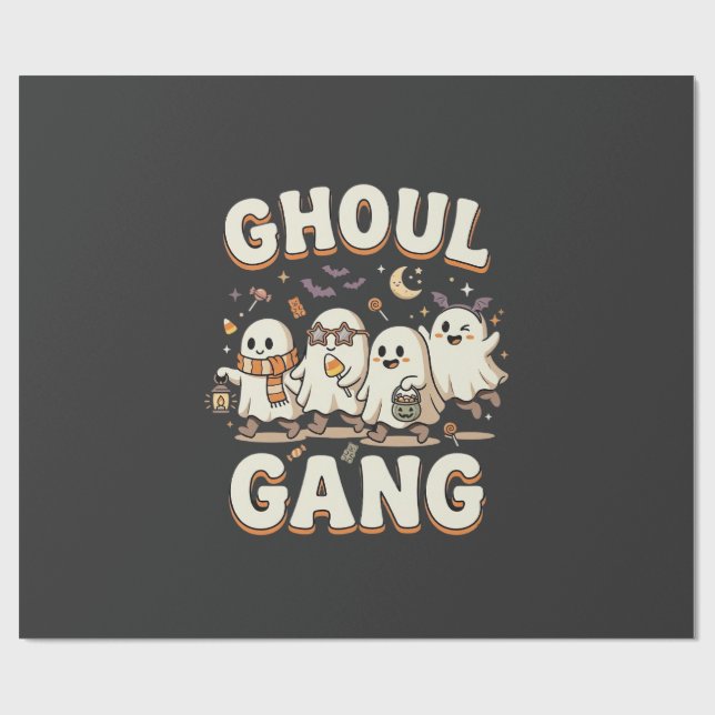 Papel De Presente Gangue de Gólens do Halloween (Aberto)