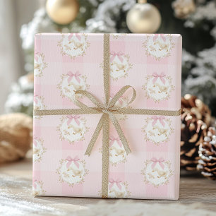 Papel De Presente Ganso Bobo Laço Rosa Gingham Caprichoso Préppy