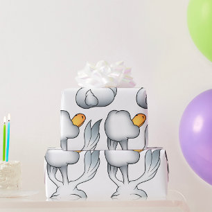 Papel De Presente Ganso Branco Por Trás Pássaro Bobo