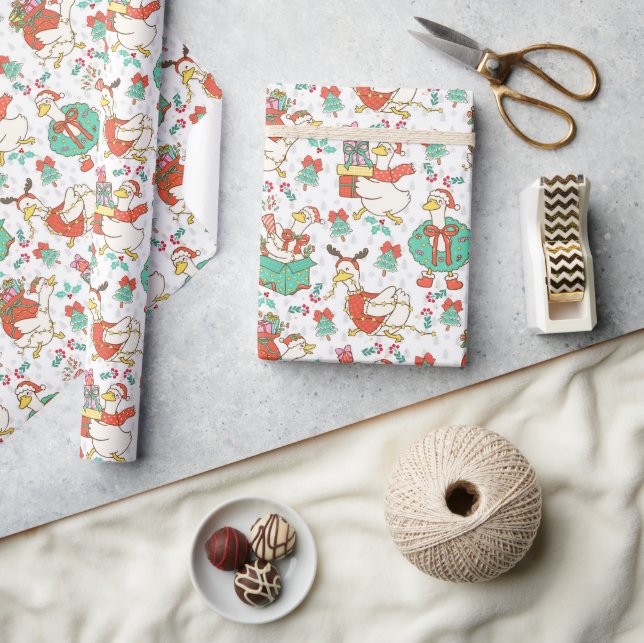 Papel De Presente Ganso de Natal Divertido e Festivo (Artesanato)