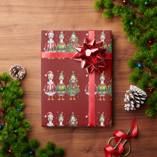 Papel De Presente Ganso de Natal Vintage Pato Papai Noel Ganso Bobo