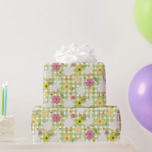 Papel De Presente Gansos Cutos Com Flores Desenhadas À Mão - Verific