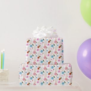 Papel De Presente Gansos Gansos Gelados Com Flores Desenhadas À Mão