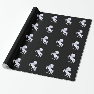 Papel De Presente Garanhão Prateado Preto