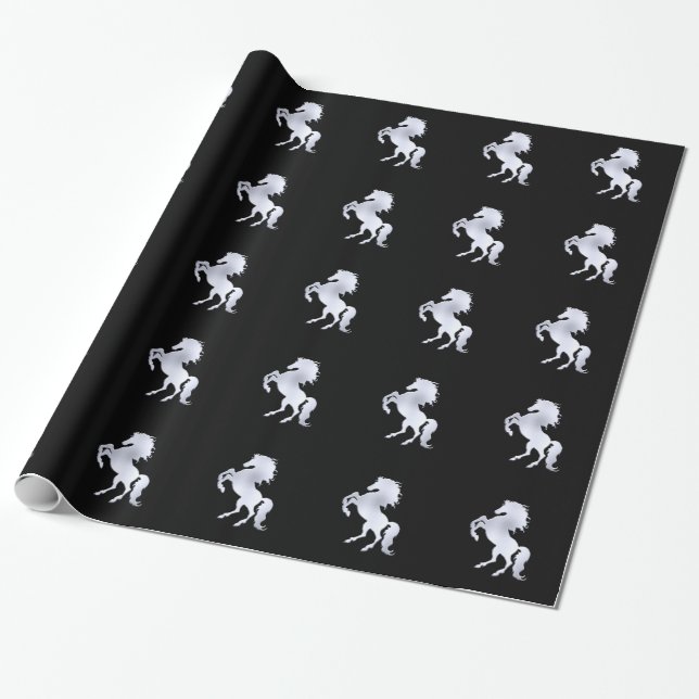 Papel De Presente Garanhão Prateado Preto (Desenrolado)