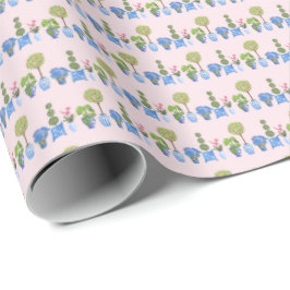 Papel De Presente Garden Pots Wrapping Paper (on Pink)