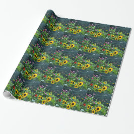 Papel De Presente Garden View girassol daisias cosmos