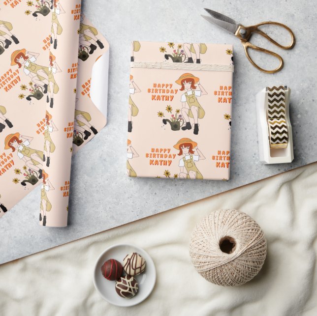 Papel De Presente Gardenota com girassóis Feliz aniversário (Artesanato)