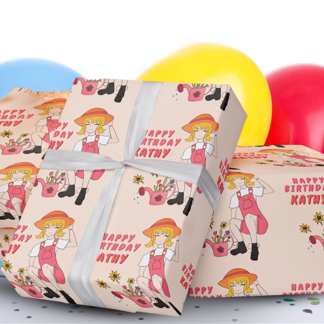 Papel De Presente Gardenota com girassóis Feliz aniversário Wra (Criador carregado)