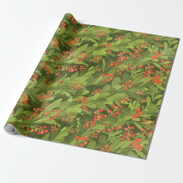Papel De Presente Garland de Natal 3D verde (Desenrolado)