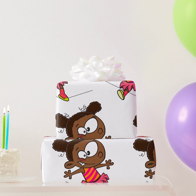 Papel De Presente Garota Andando Uma Tropa De Aperte (Criador carregado)