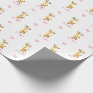 Papel De Presente Garota-bebê molhando veado rosa (é uma menina)