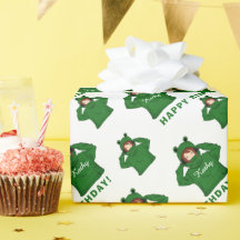 Garota bonita com Sapo verde e um aniversário de d