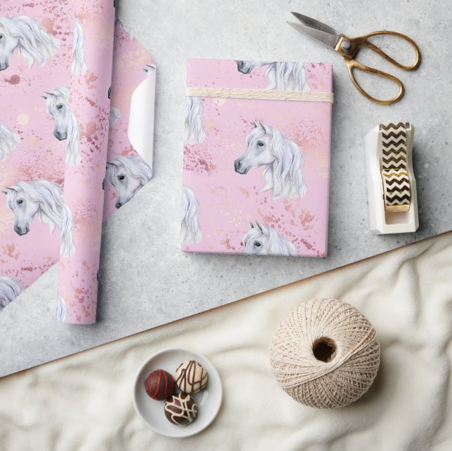 Papel De Presente Garota Branca de Aniversário Rosa (Artesanato)