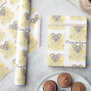 Papel De Presente Garota  Chá de fraldas  Aniversário Amarelo