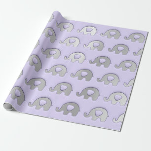 Papel De Presente Garota Chá de fraldas de Elefante Violeta