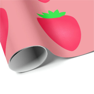 Papel De Presente Garota Chá de fraldas de Morango Vermelho Rosa de