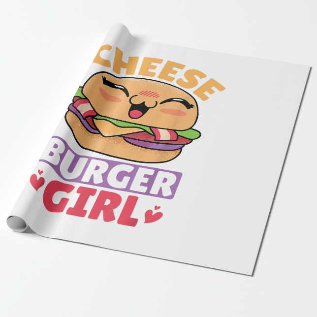 Papel De Presente Garota Cheeseburger, Mulheres Hamburger e Cheesebu (Desenrolado)