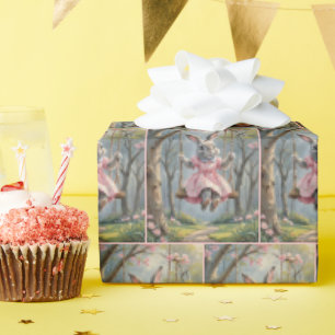 Papel De Presente Garota Coelhinha em Balança