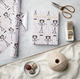 Papel De Presente Garota com cabelo e óculos