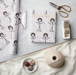 Papel De Presente Garota com cabelo e óculos