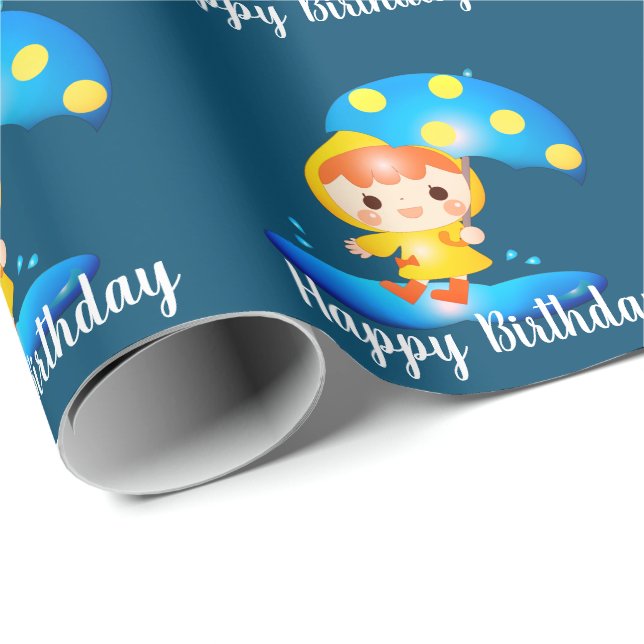 Papel De Presente Garota Dançando Sob A Chuva (Ponta do rolo)