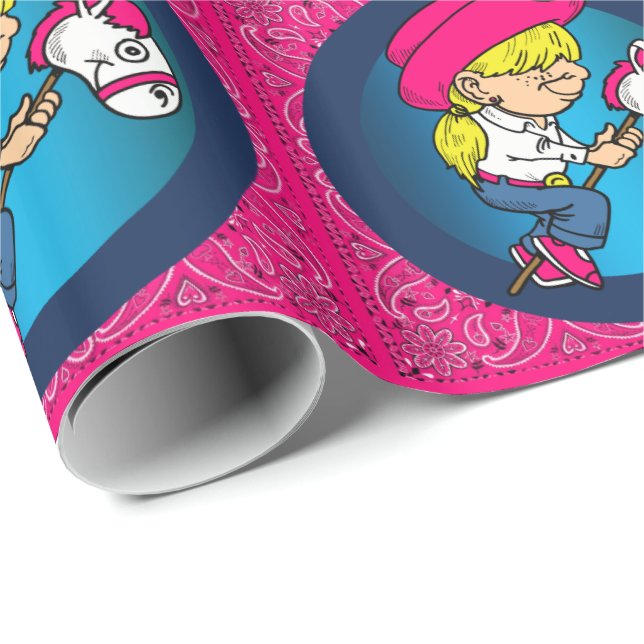 Papel De Presente Garota De Cartoon Ocidental No Cavalo Stick (Ponta do rolo)