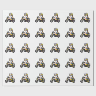 Papel De Presente Garota de Moto Fofa – Desenho de Mini Moto Amarela
