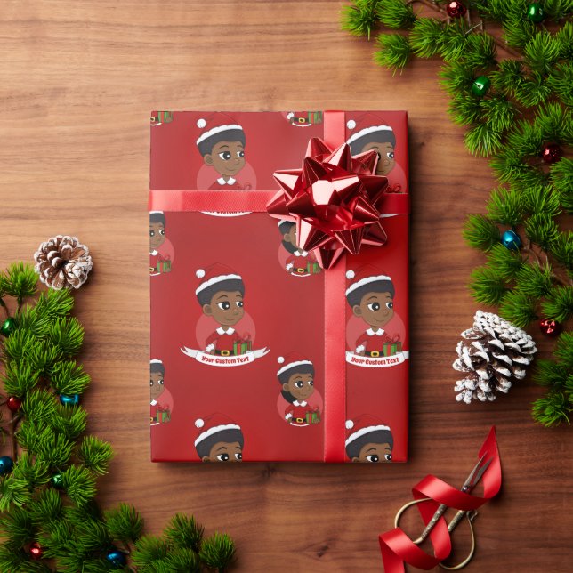 Papel De Presente Garota de Natal com um desenho afro (Presente de Natal)