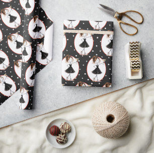 Papel De Presente Garota de Palito com Martini