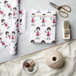 Papel De Presente Garota de Palito com Vinho Tinto