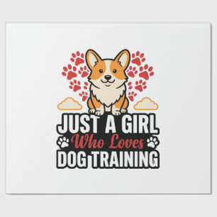 Papel De Presente Garota de Treinamento de Cachorro Corgi Camisa Vin
