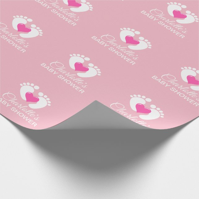 Papel De Presente GAROTA DO Coração Cor-de-Rosa de CHÁ DE FRALDAS Pe (Ponta)