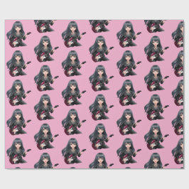 Papel De Presente Garota emo com cabelo preto comprido