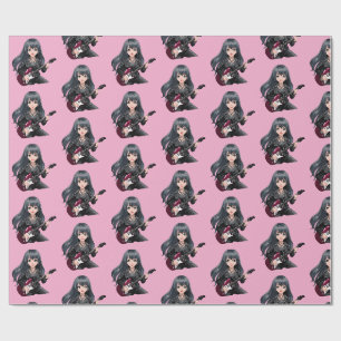 Papel De Presente Garota emo com cabelo preto comprido