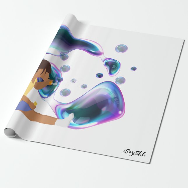 Papel De Presente garota faz bolha de sabão (Desenrolado)
