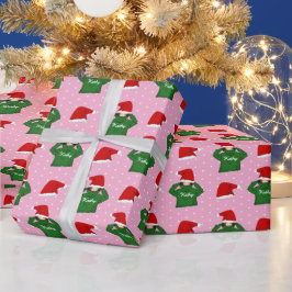 Papel De Presente Garota Fofa com Capuz Verde Chapéu de Papai Noel N