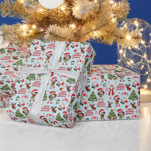 Papel De Presente Garota Multicultural Personalizada no Natal