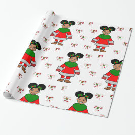 Papel De Presente Garota Negra de Natal