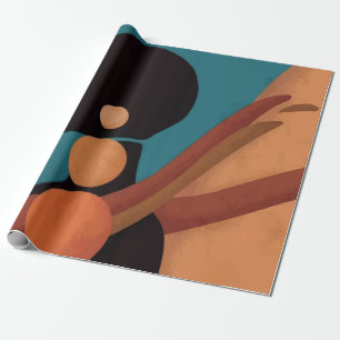 Papel De Presente garota no trópico. Linda mulher africana. Preto