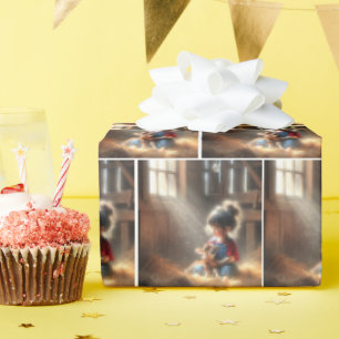 Papel De Presente Garota Pequena No Barco Com Vitelo