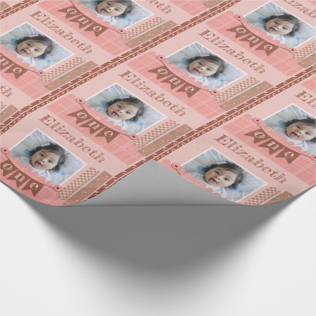 Papel De Presente Garota primeiro aniversario Rosa (Ponta)