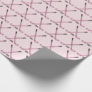 Papel De Presente Garotas Rosa Passam Pedaços de Hóquei e Puck