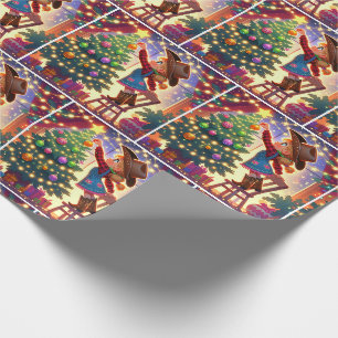 Papel De Presente Garotinha Na Cadeira Decorando Árvore De Natal