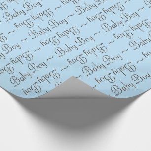 Papel De Presente Garoto Cinza castanho e molho azul claro para pres