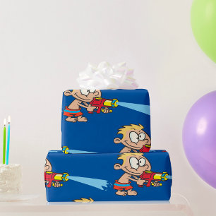 Papel De Presente Garoto com diversão de Canuca de Água