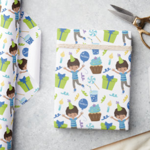 Papel De Presente Garoto de Aniversário Personalizado Bonito